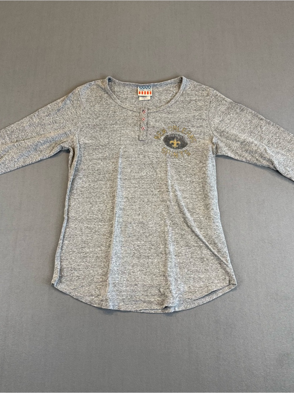 Junk Food New Orleans Saints Women’s L Gray 3/4 Sleeve Henley NFL Shirt